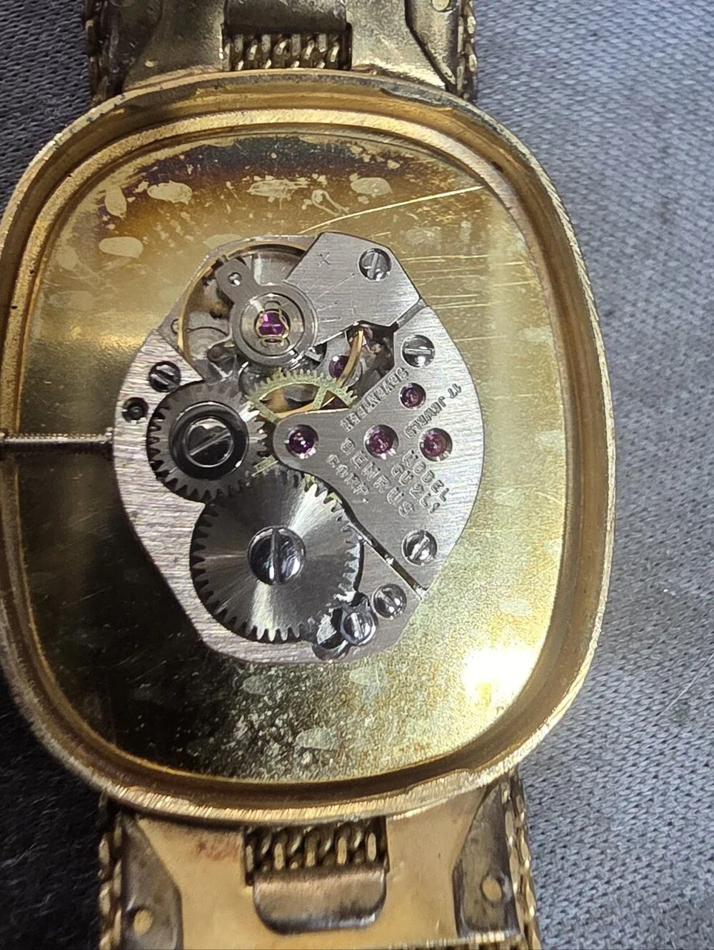Benrus Gold Mesh Bracelet Watch - Gold Dial